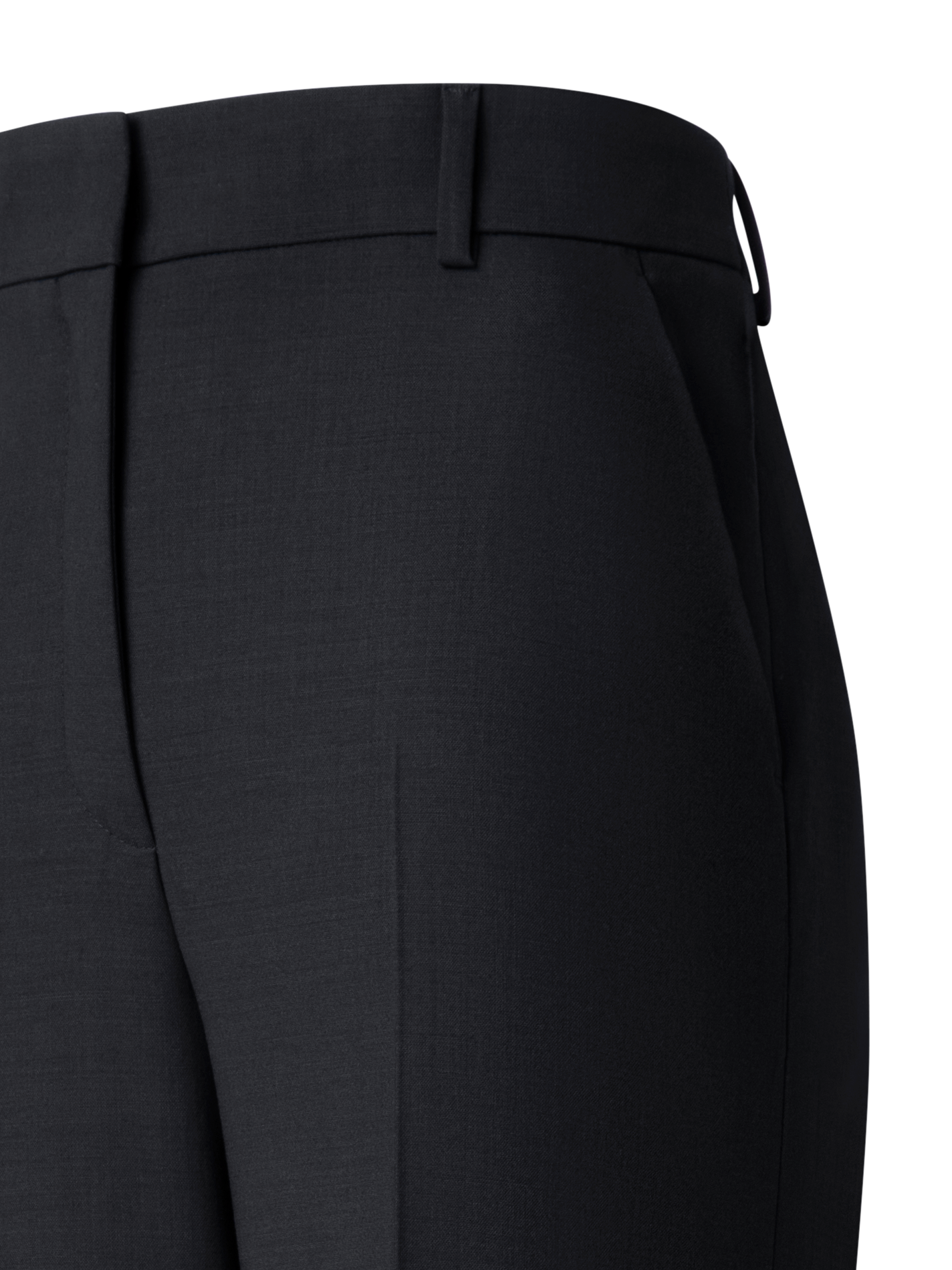 Designer Wide Straight Wool Stretch Double-Face Pants - black - neutral