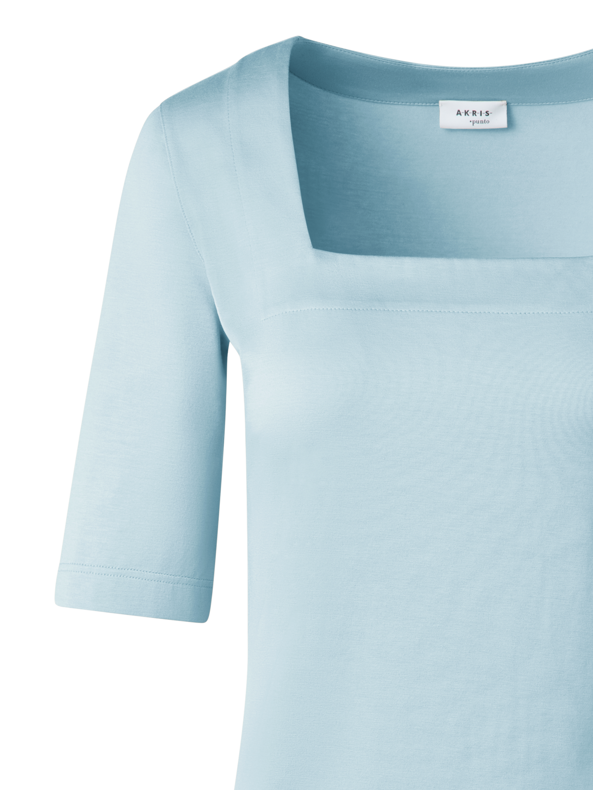 Designer Square Neck T-Shirt in Modal - pastel - blue