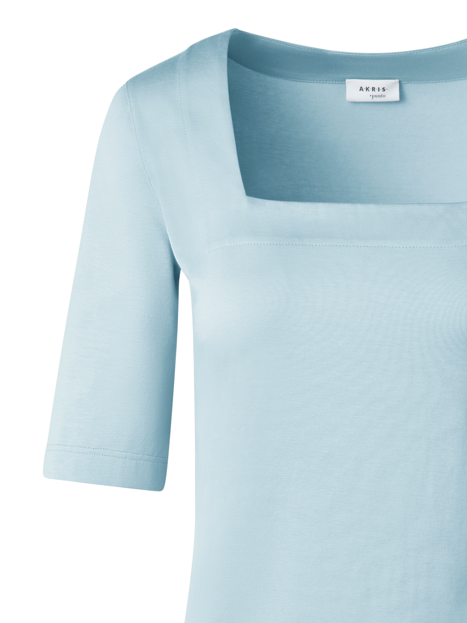 Designer Square Neck T-Shirt in Modal - pastel - blue
