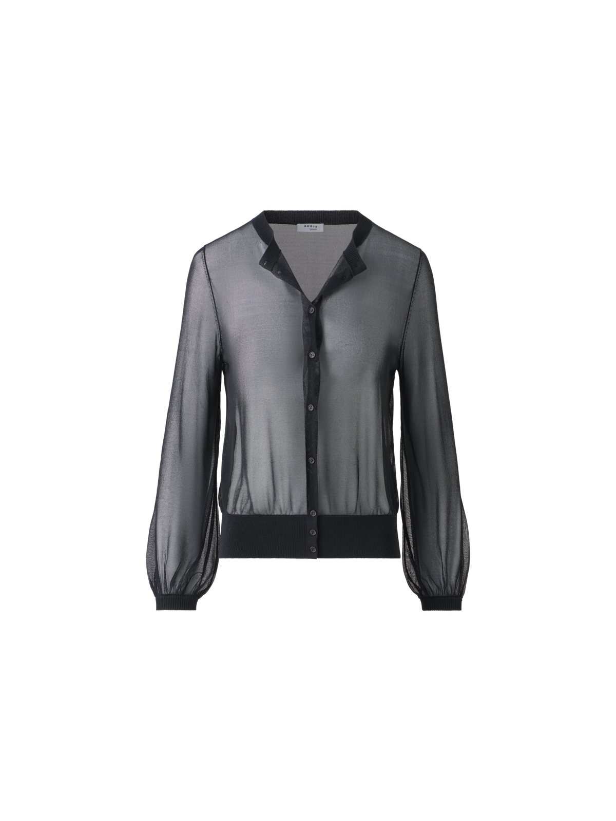 Designer Sheer Knit Cropped Cardigan - black