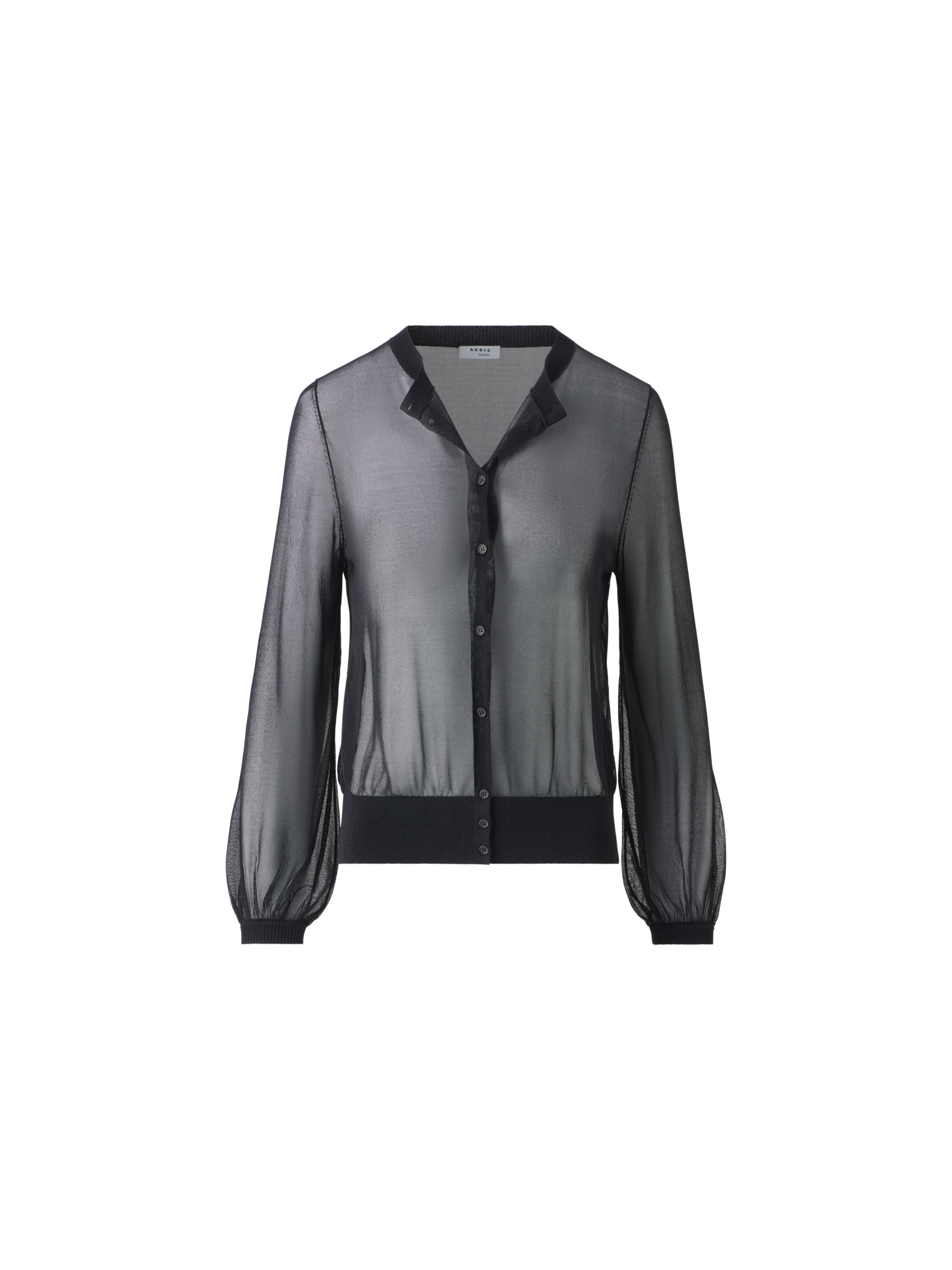 Designer Sheer Knit Cropped Cardigan - black