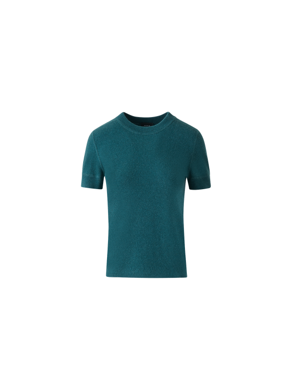 Designer Short Sleeve Pure Cashmere Knit Sweater - green