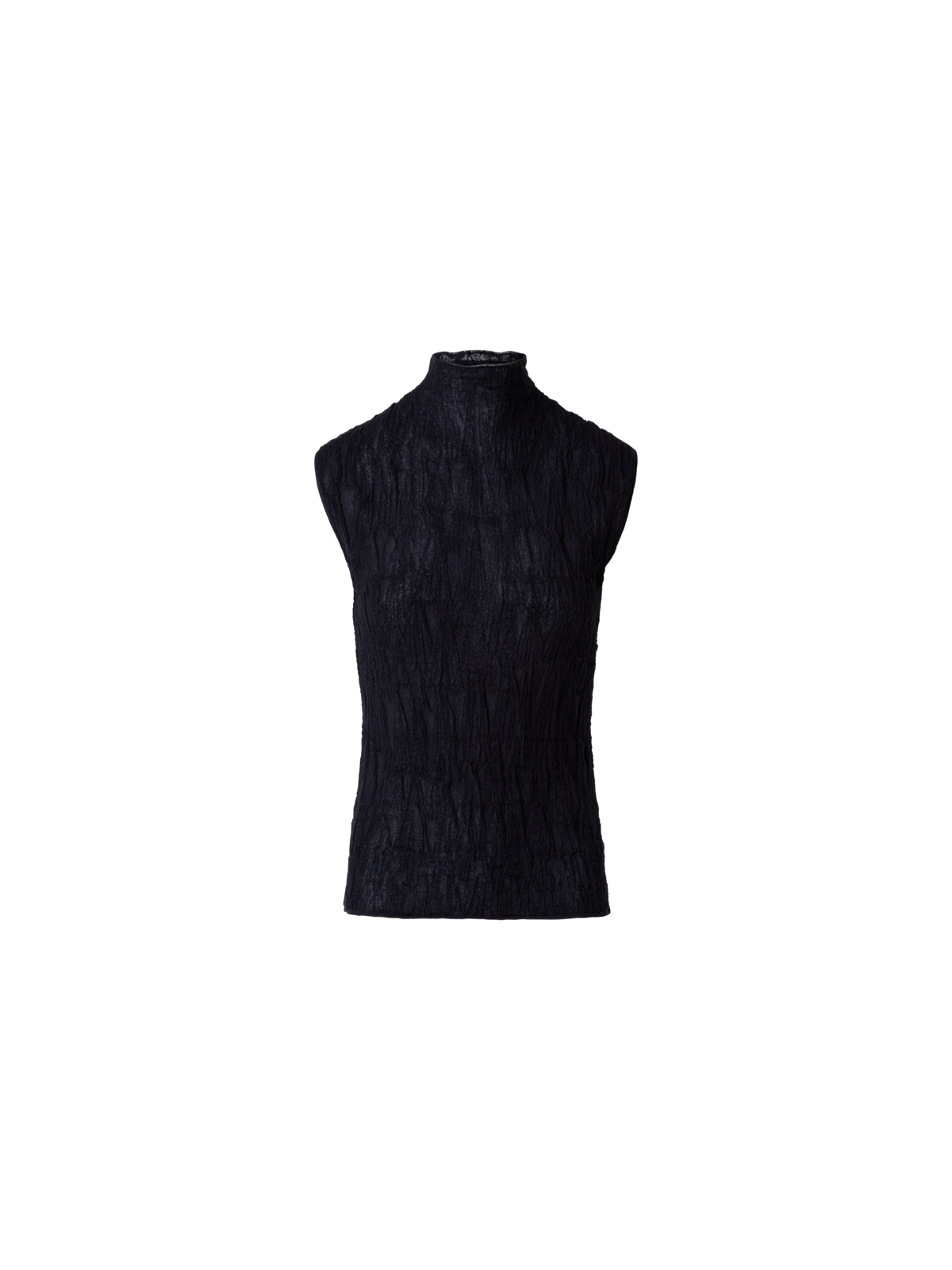 Designer Cotton Blend Knit Top with Asagao 3D Jacquard - black
