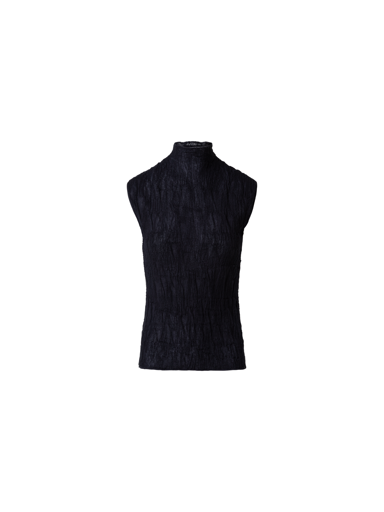 Designer Cotton Blend Knit Top with Asagao 3D Jacquard - black