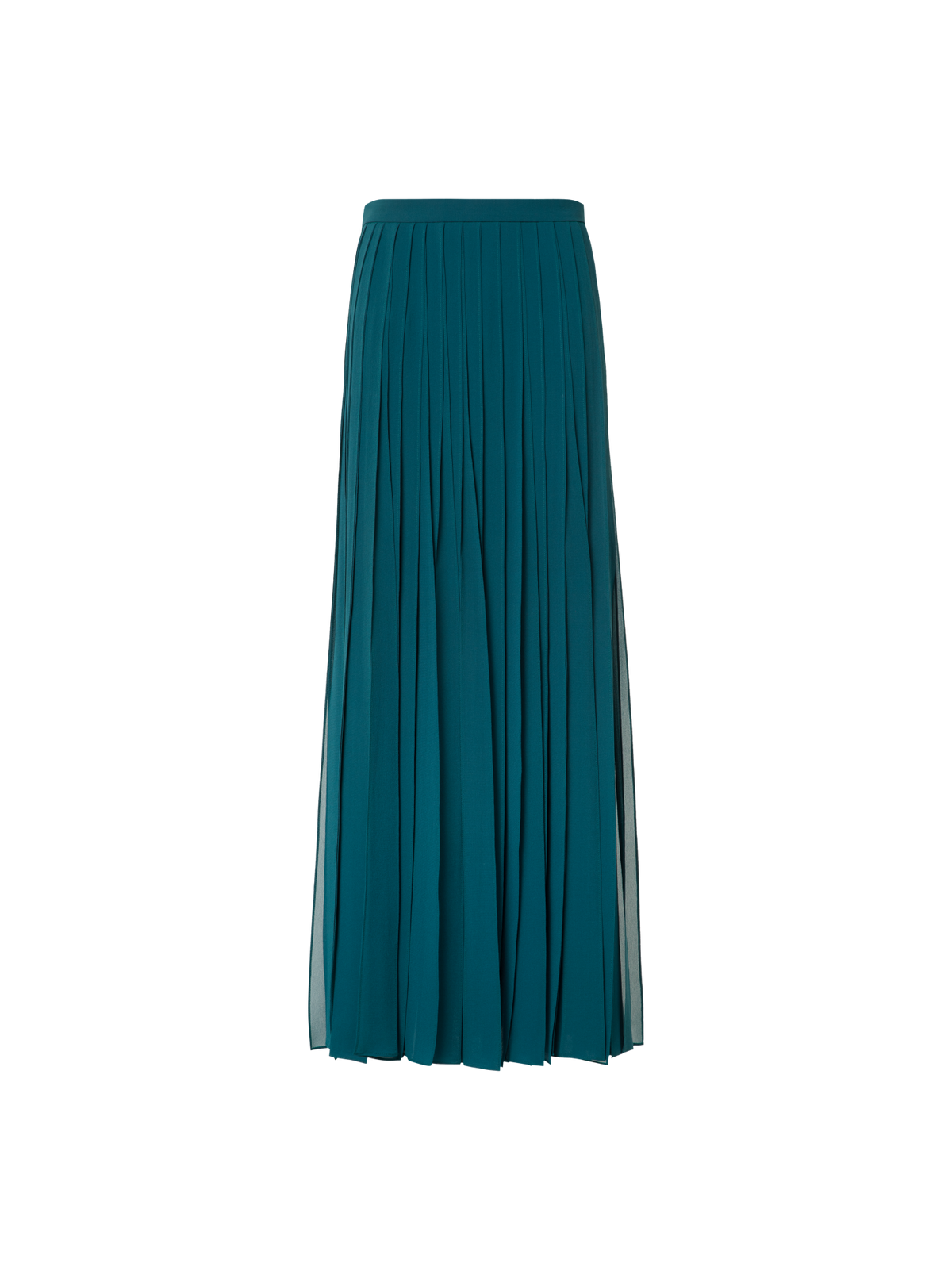 Designer Maxi Silk Skirt with Flowing Ribbons - green