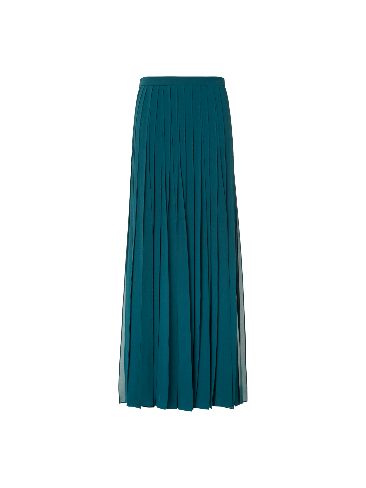 Designer Maxi Silk Skirt with Flowing Ribbons - green