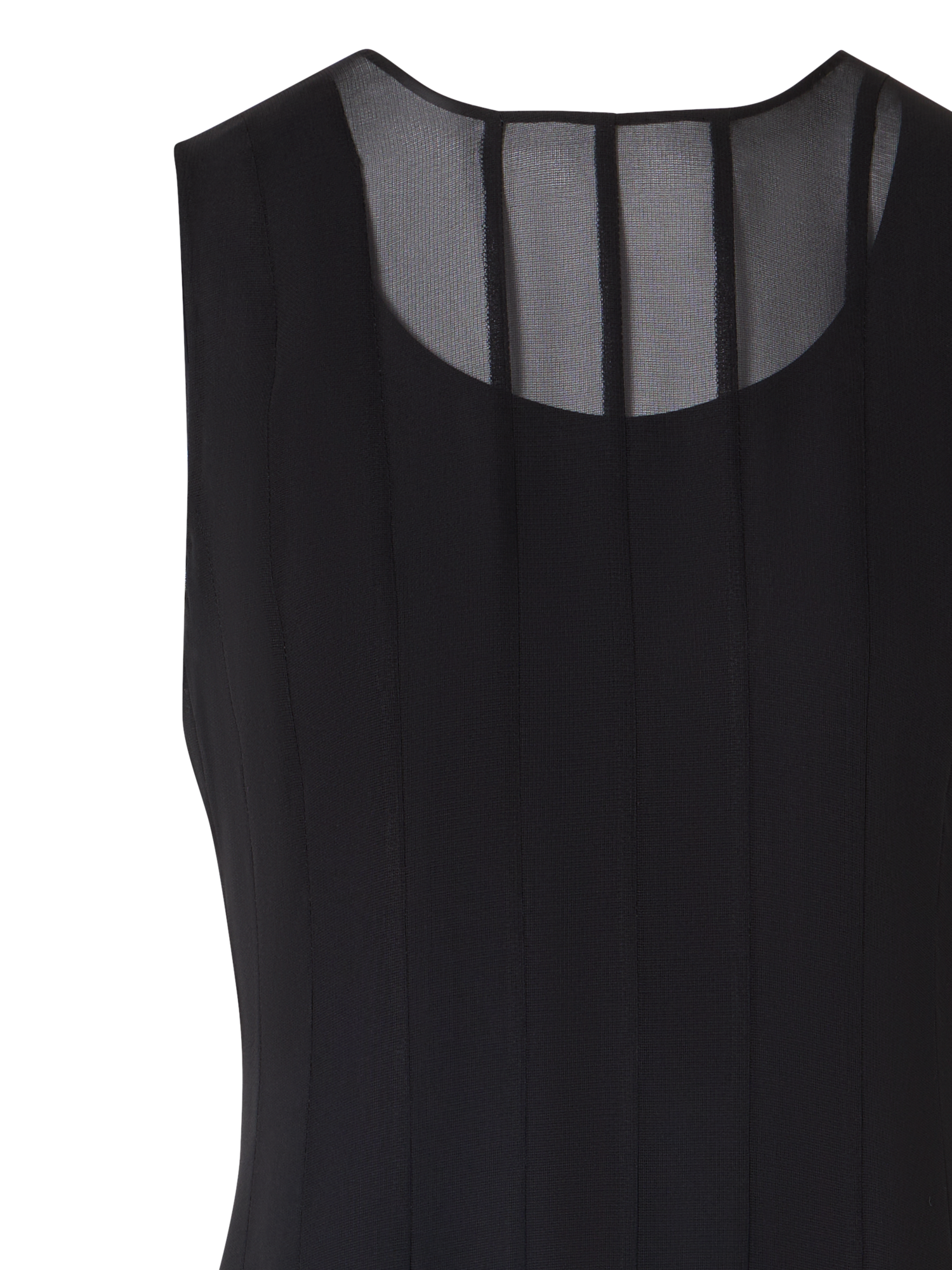 Designer Silk Midi Dress with High Plains Insets - black