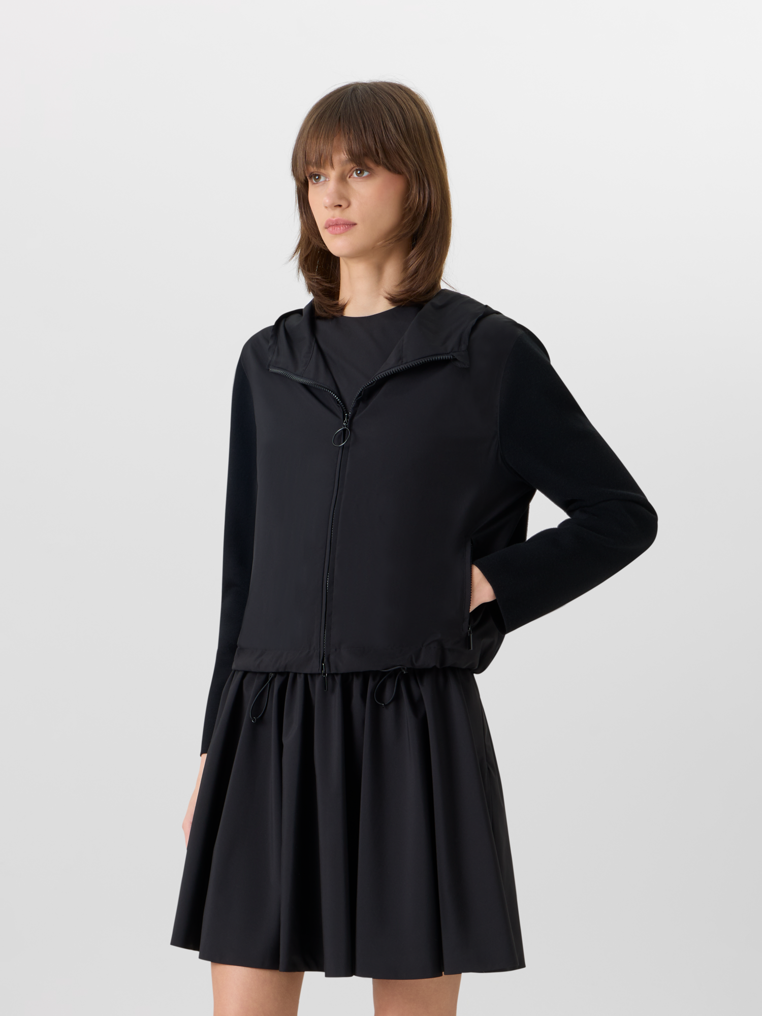 Designer Long-Sleeve Mixed-Media Knit Cardigan - black 