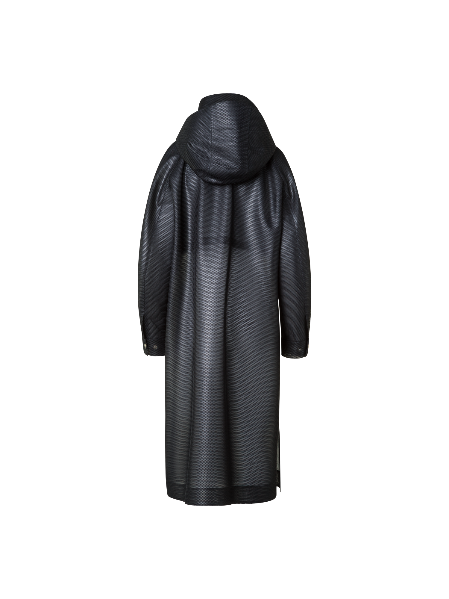 Designer Long Water Repellent Coat with Hood - black - neutral