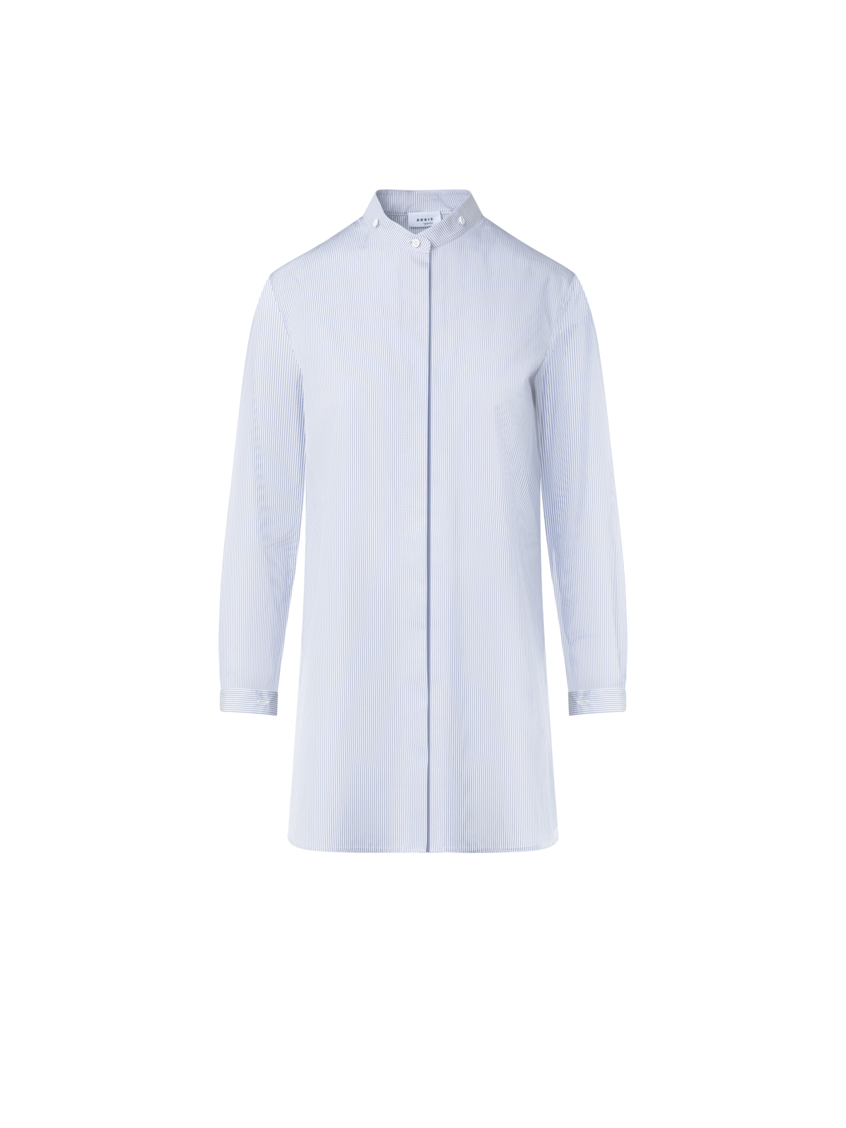 Designer Striped Cotton Tunic with White Collar - blue - multicolor