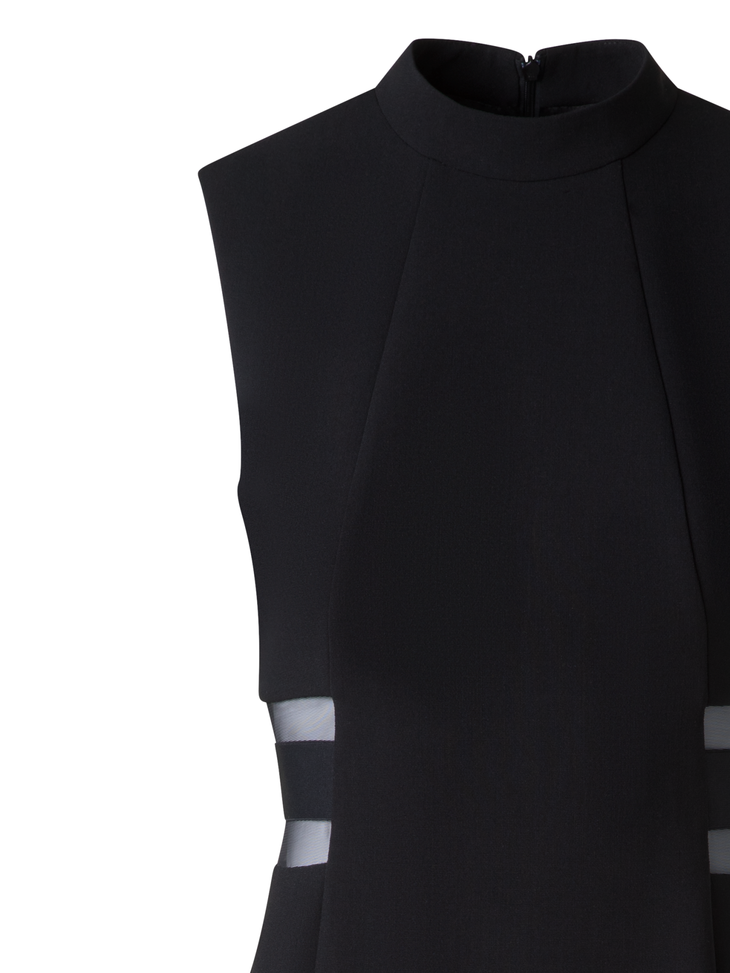 Designer Evening Sheath Dress with Tulle Waist Inset - black