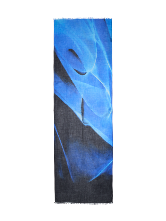 Designer Cashmere Scarf in Alyson's Cyanotype Print - blue - multicolor