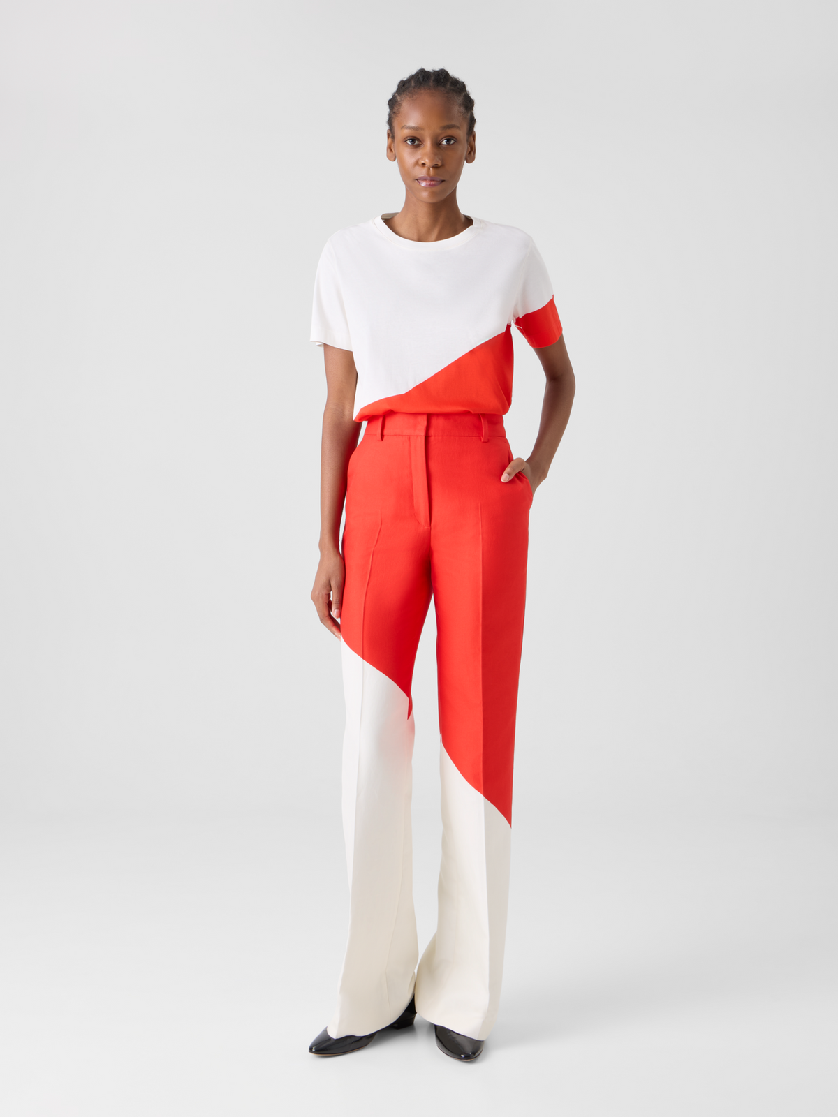 Designer Florine Straight Wide Pants with Polygon Print - multicolor #editorial