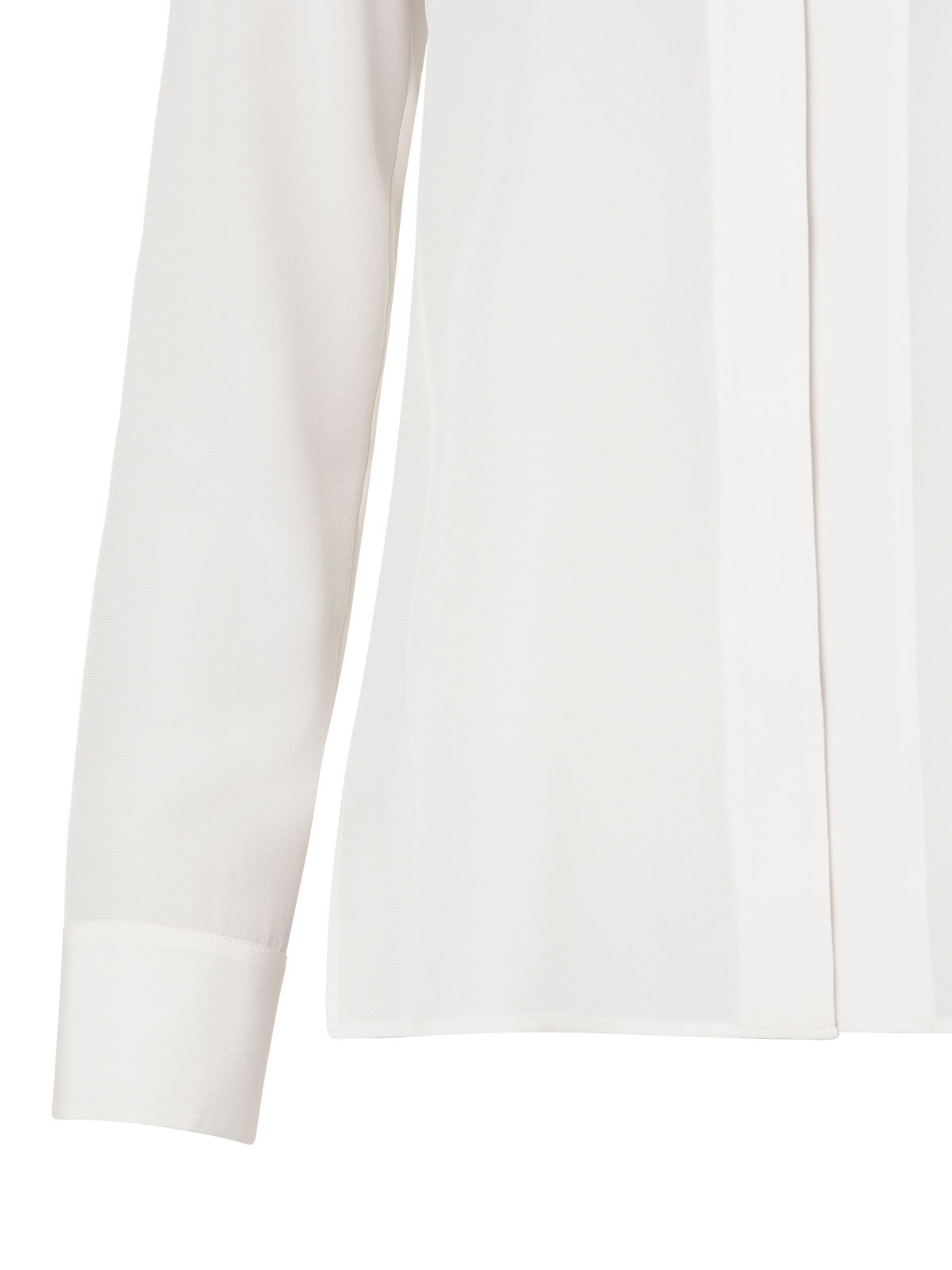 Designer Long Sleeve Silk Blouse with Stand-up Collar - white