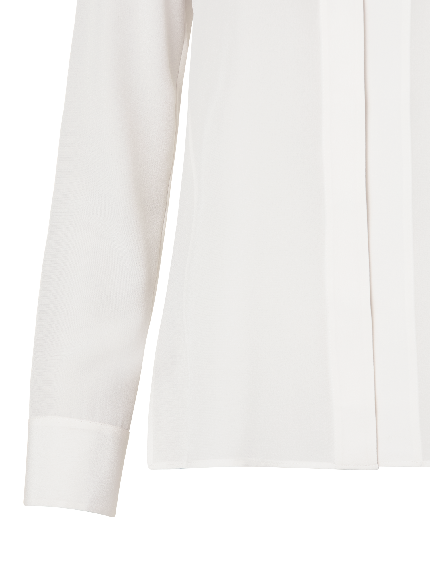 Designer Long Sleeve Silk Blouse with Stand-up Collar - white