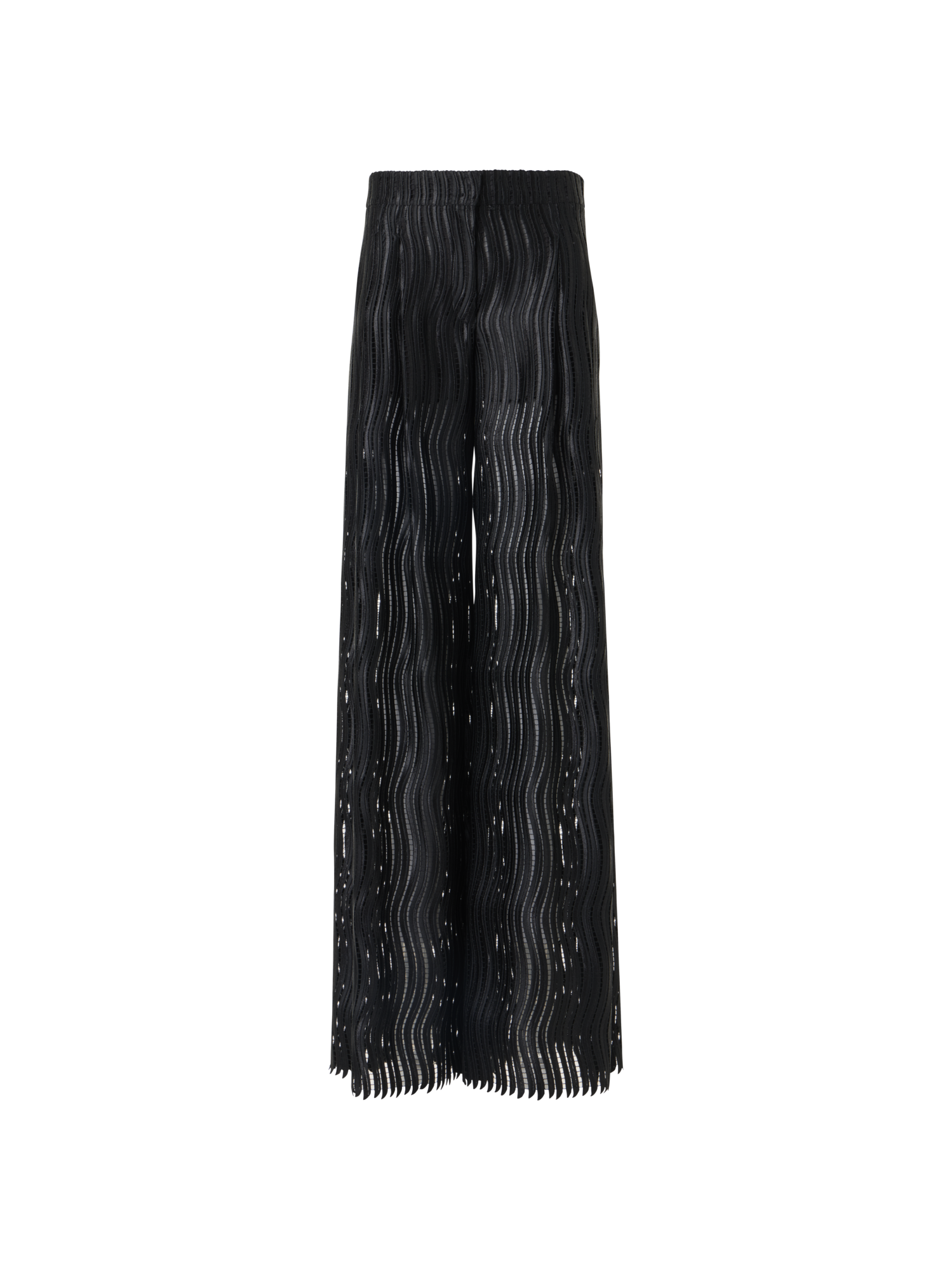 Designer Cassie Wide Pants in Wave Guipure - black