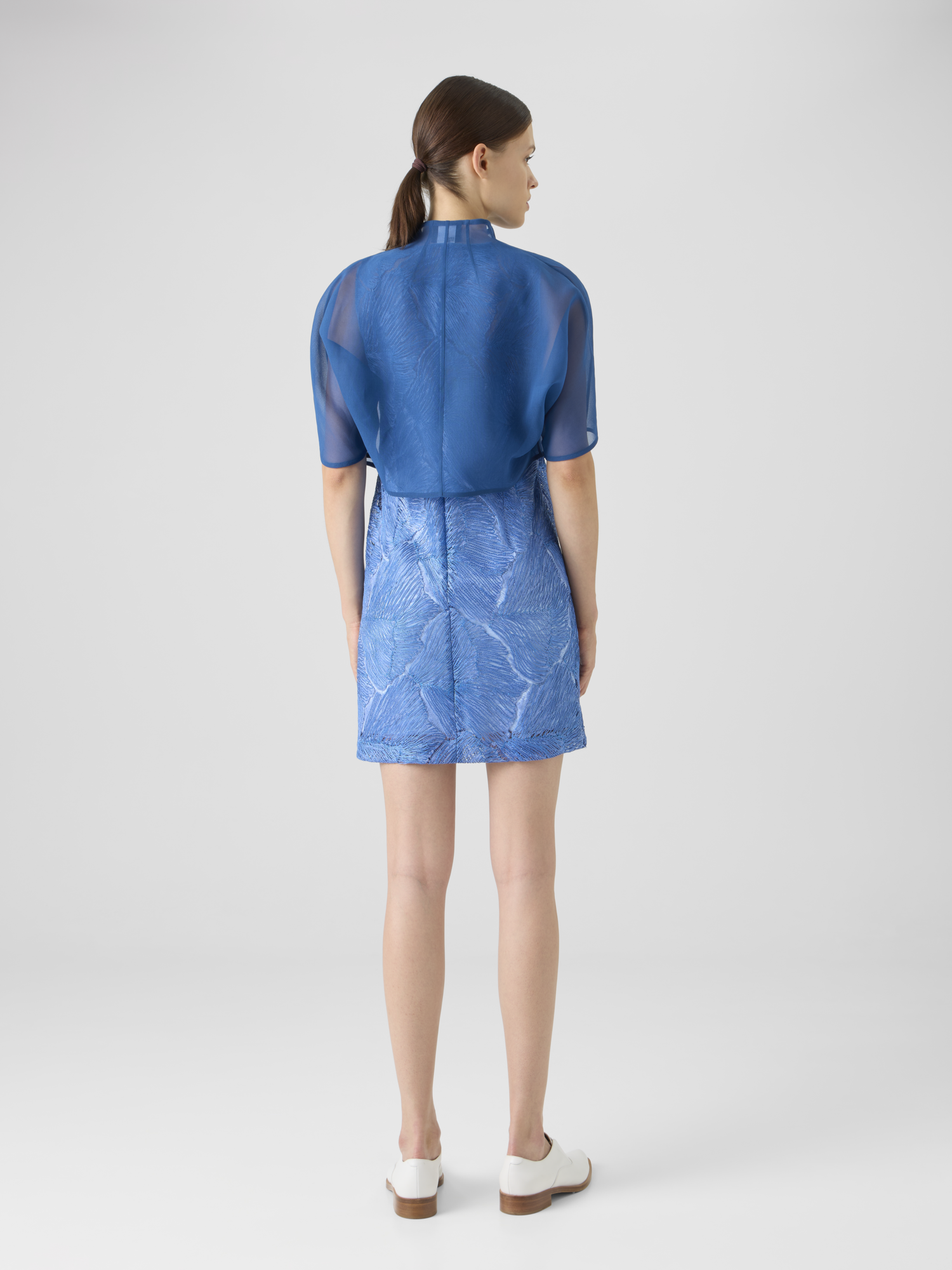 Designer Silk Organza Short Bolero - blue 