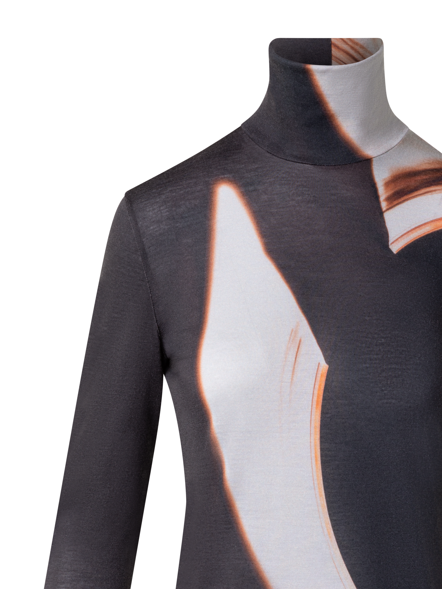 Designer Mock Neck Top with Mocca Loop Print - brown - multicolor