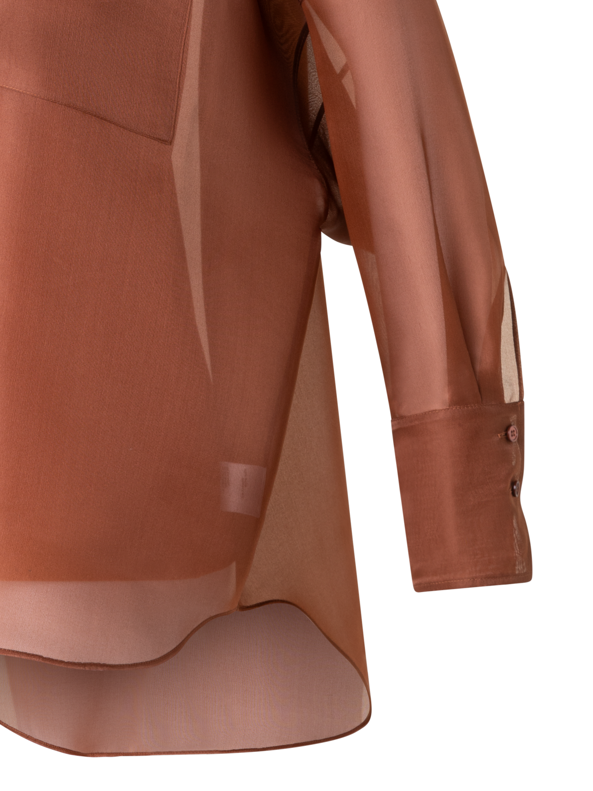 Designer Oversized Semi-Sheer Silk Organza Shirt Blouse - brown