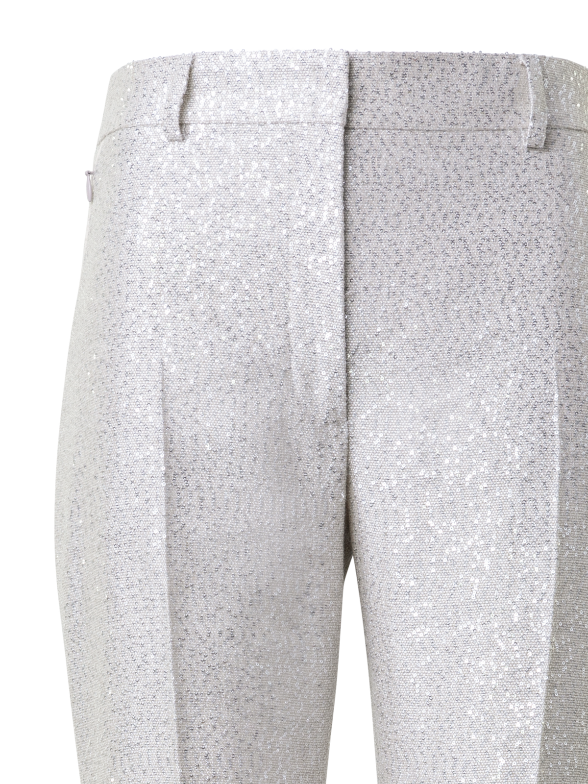 Designer Slight Bootcut Sequins Linen Blend Pants - silver - grey