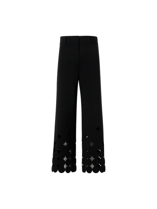 Designer Dropping Dot Cut-Out Jersey Pants - black