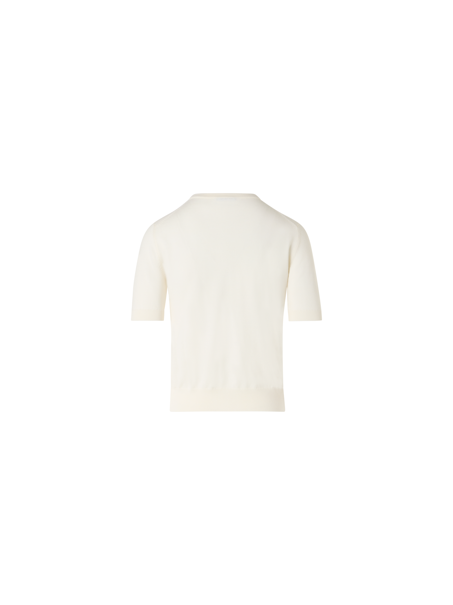 Designer Short-Sleeve Merino Wool Knit Sweater - ecru