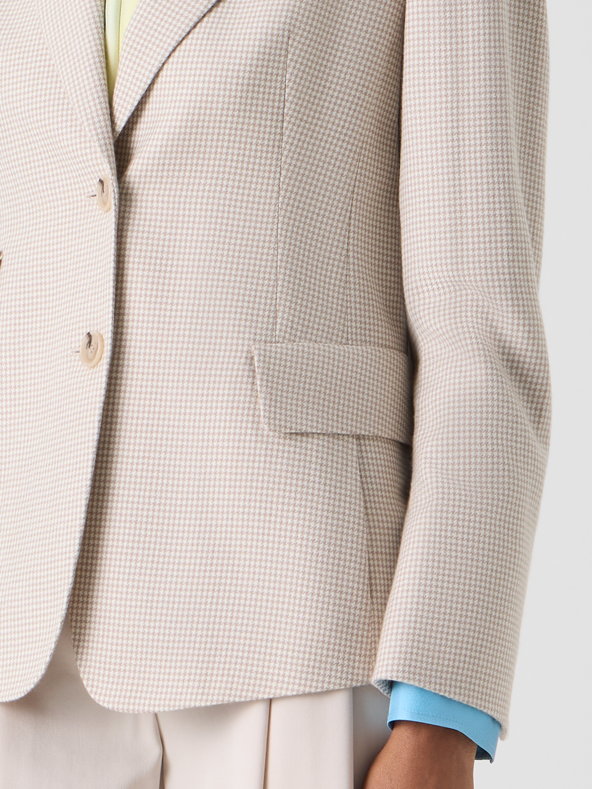Designer Cashmere Pepita Two-Button Jacket - ecru #editorial