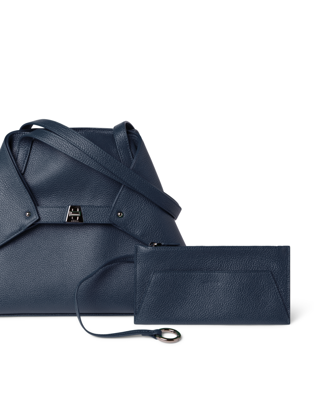 Designer Ai Small Shoulder Tote - navy - blue