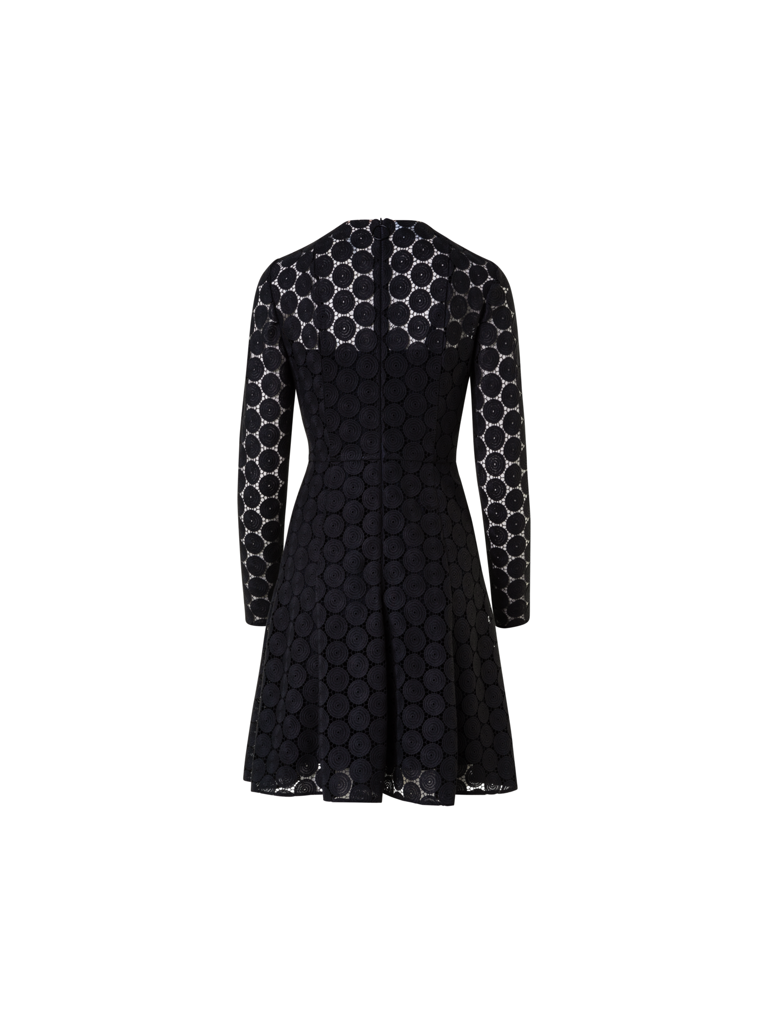 Designer Fit and Flare Dress in Dot Embroidery - black