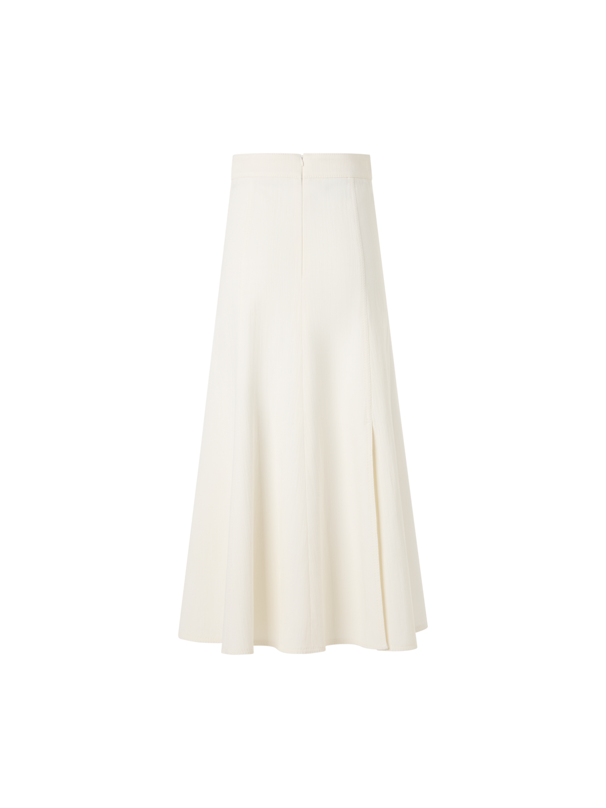 Designer Flared Cotton-Stretch Denim Midi Skirt - white