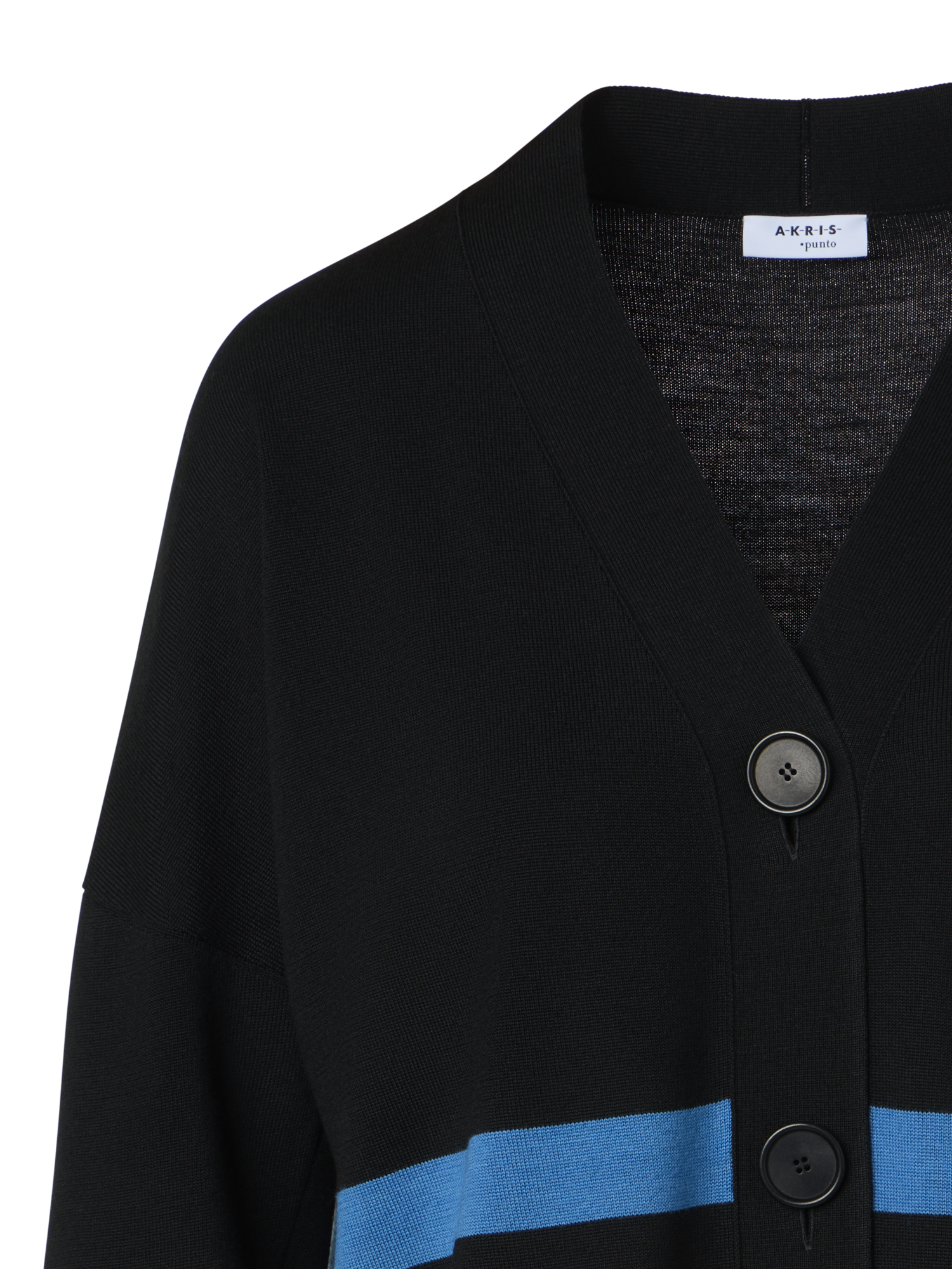 Designer Color-Block Stripe Merino Wool Cardigan - black - multicolor