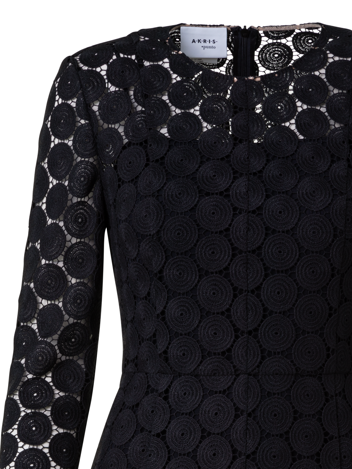 Designer Fit and Flare Dress in Dot Embroidery - black