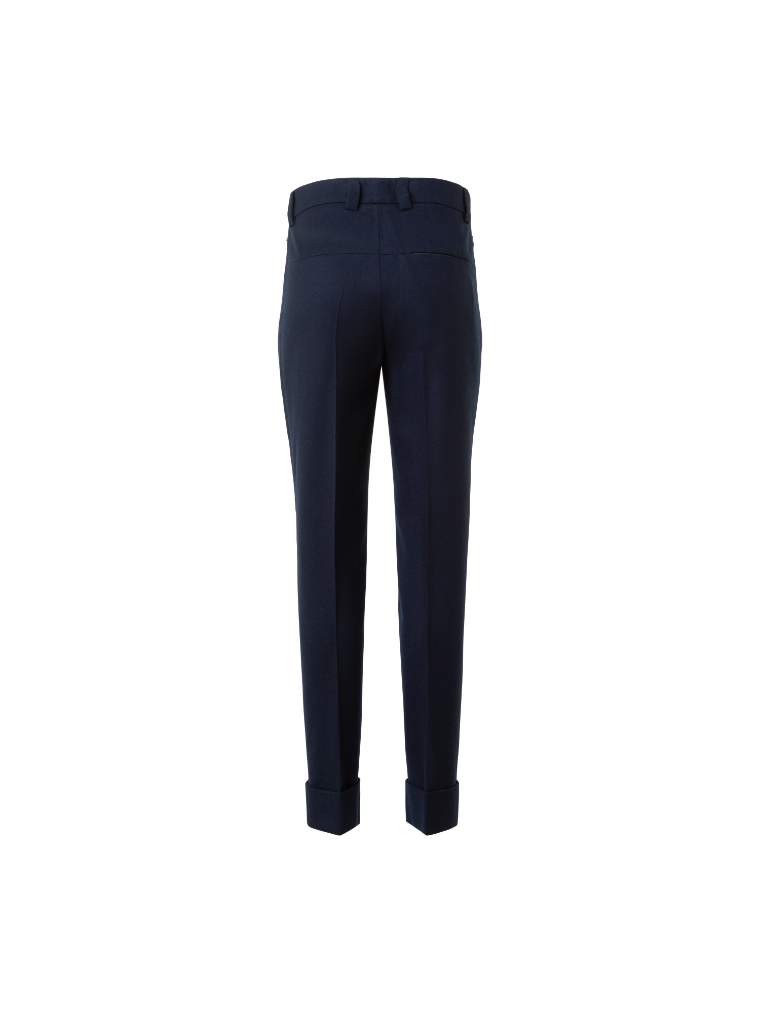 Designer Cropped Tapered Stretch Wool Flannel Pants - neutral - navy - blue