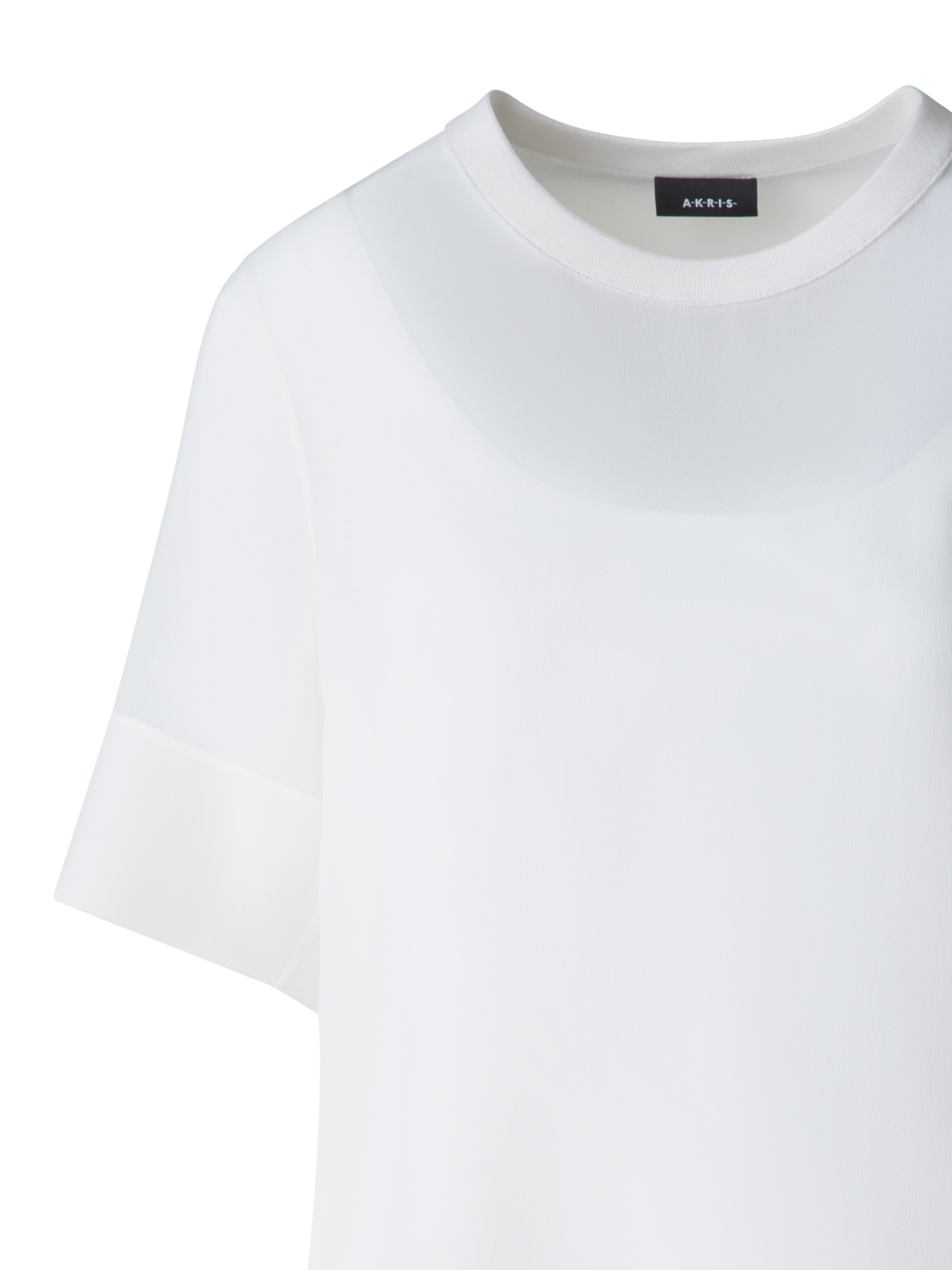 Designer Sheer Short Sleeve Silk Blouse - neutral - ecru - white