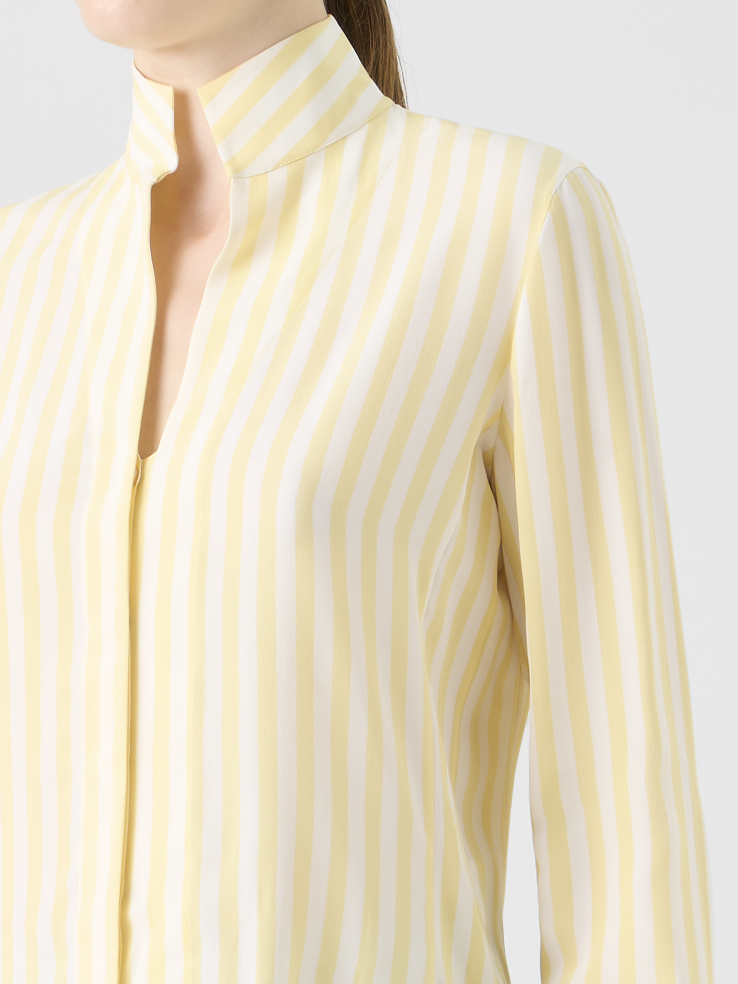 Designer Striped Silk Crêpe Tunic Blouse - multicolor - yellow 