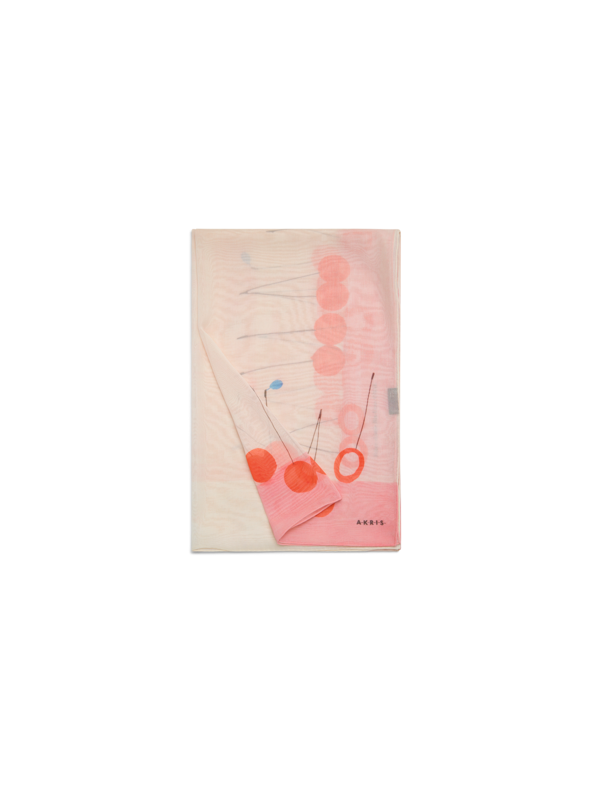 Designer Scarf in Cotton Silk with Cherries Print - multicolor - red