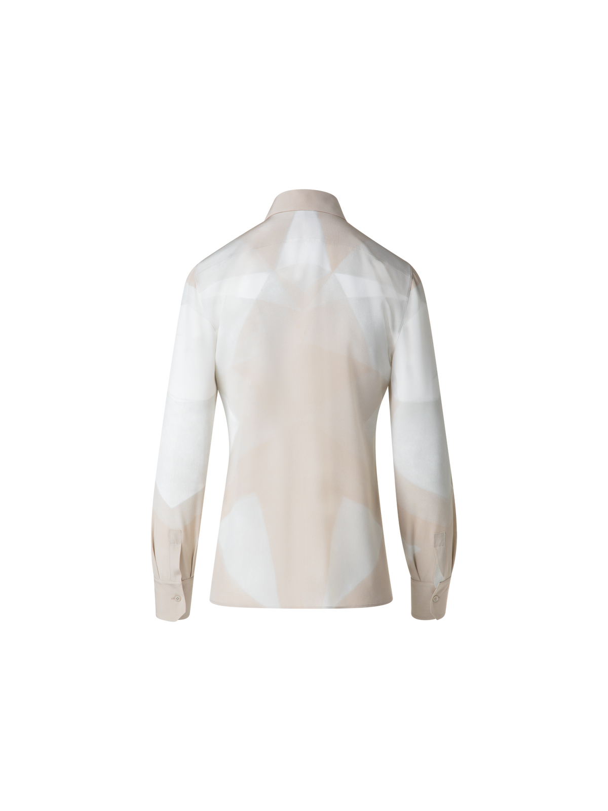 Designer Silk Blouse with Chiaroscuro Print - neutral - pastel - multicolor - ecru - beige - white