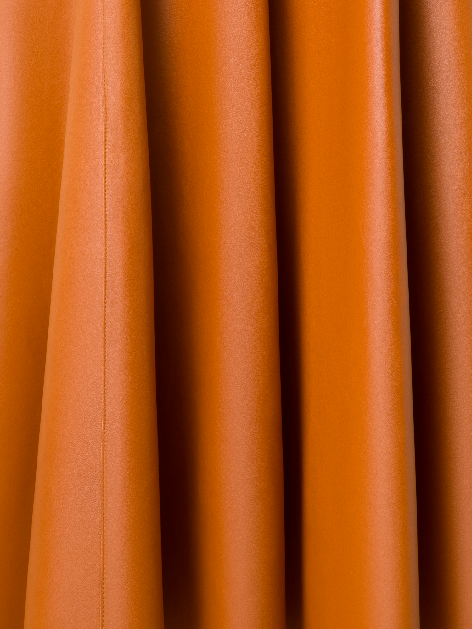 Designer Midi Leather Skirt in A-Line  - neutral - brown