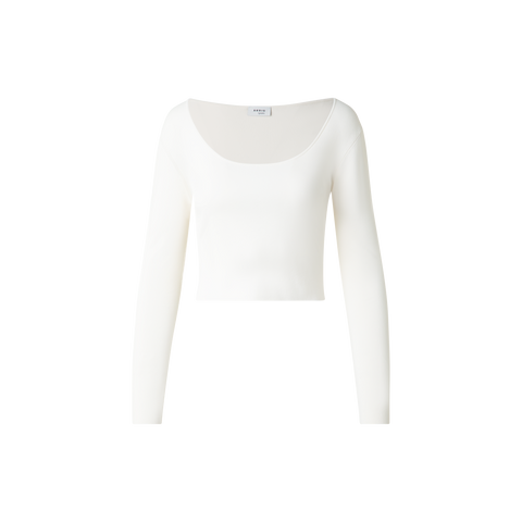 Cropped Long Sleeves Knit Top in Viscose