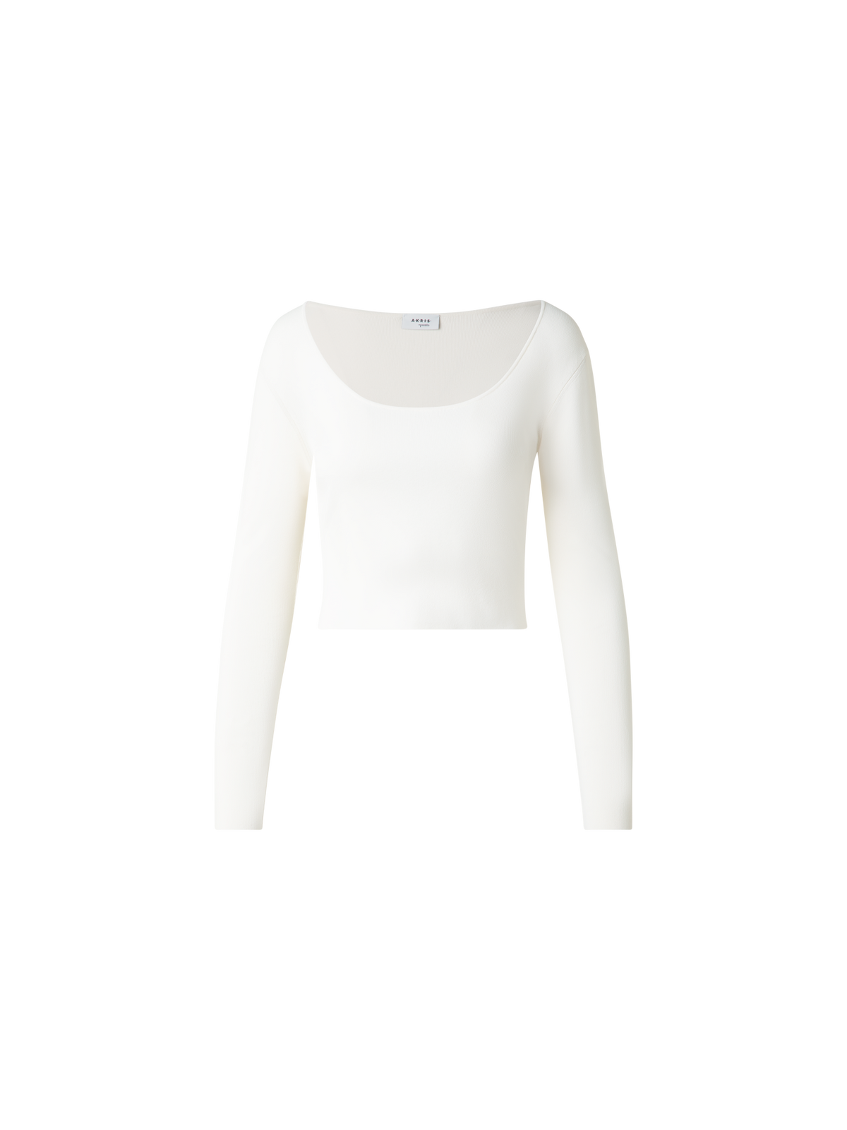 Designer Cropped Long Sleeves Knit Top in Viscose - neutral - white