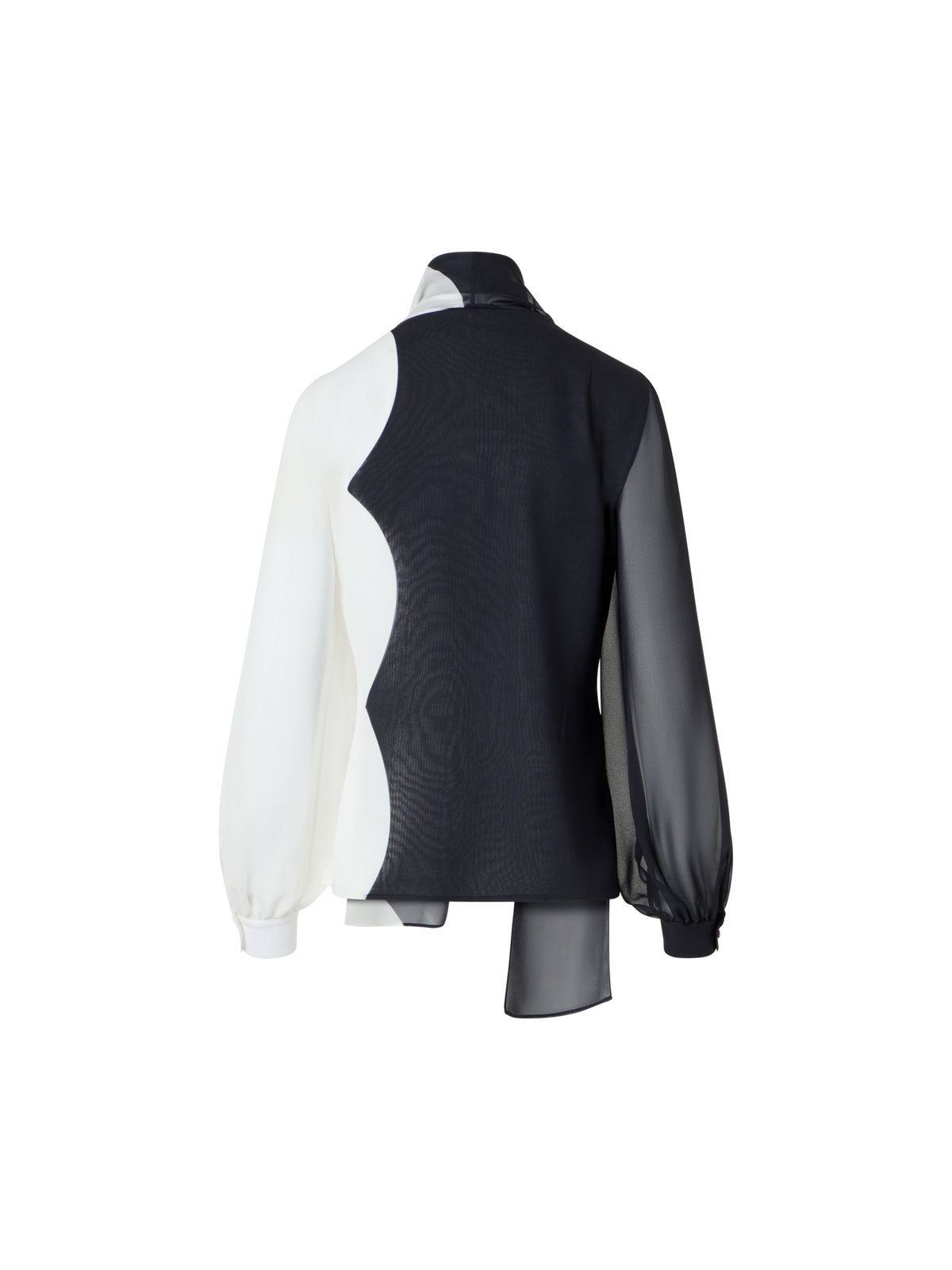 Designer Silk Blouse with Volume Sleeves - multicolor