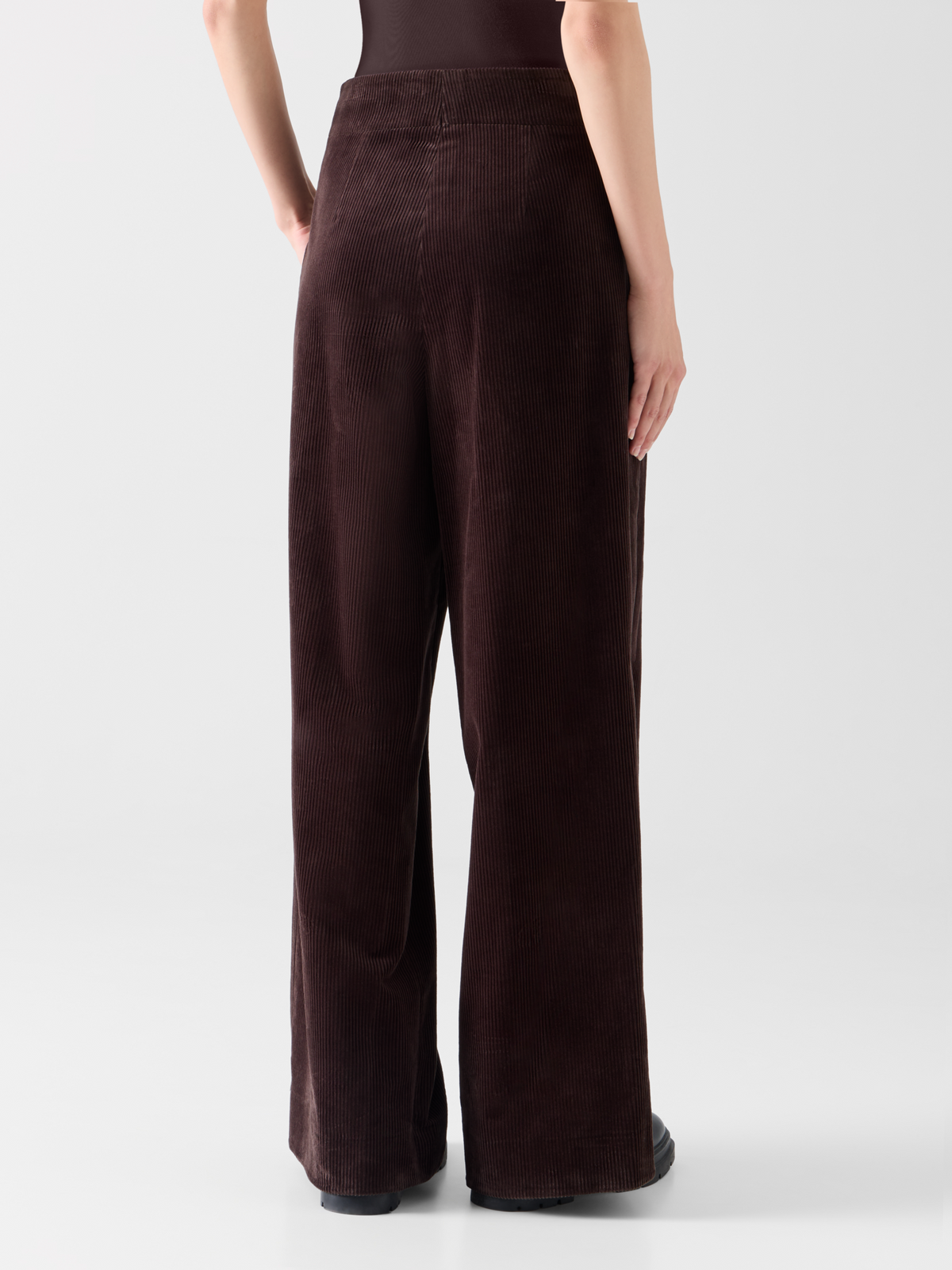 Designer Wide Pleated Pants in Cotton Corduroy - brown #editorial