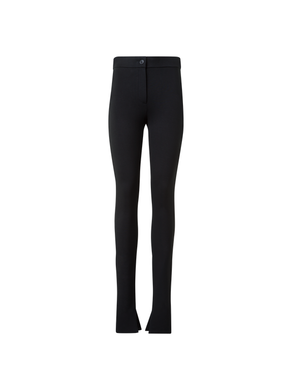 Designer Skinny Stretch Jersey Leggings with Slit - black - neutral