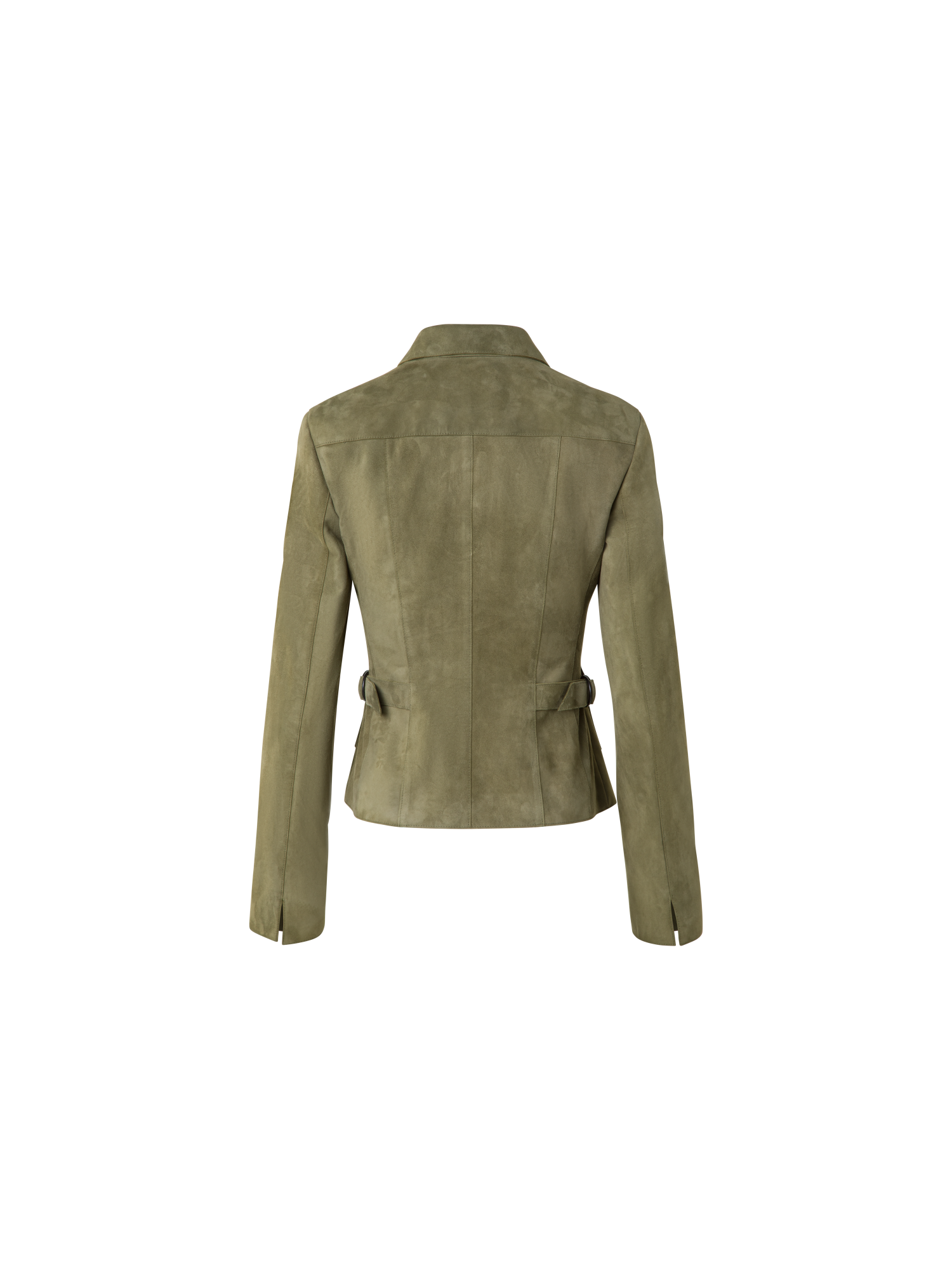Designer Fitted Suede Utility Jacket - neutral - green