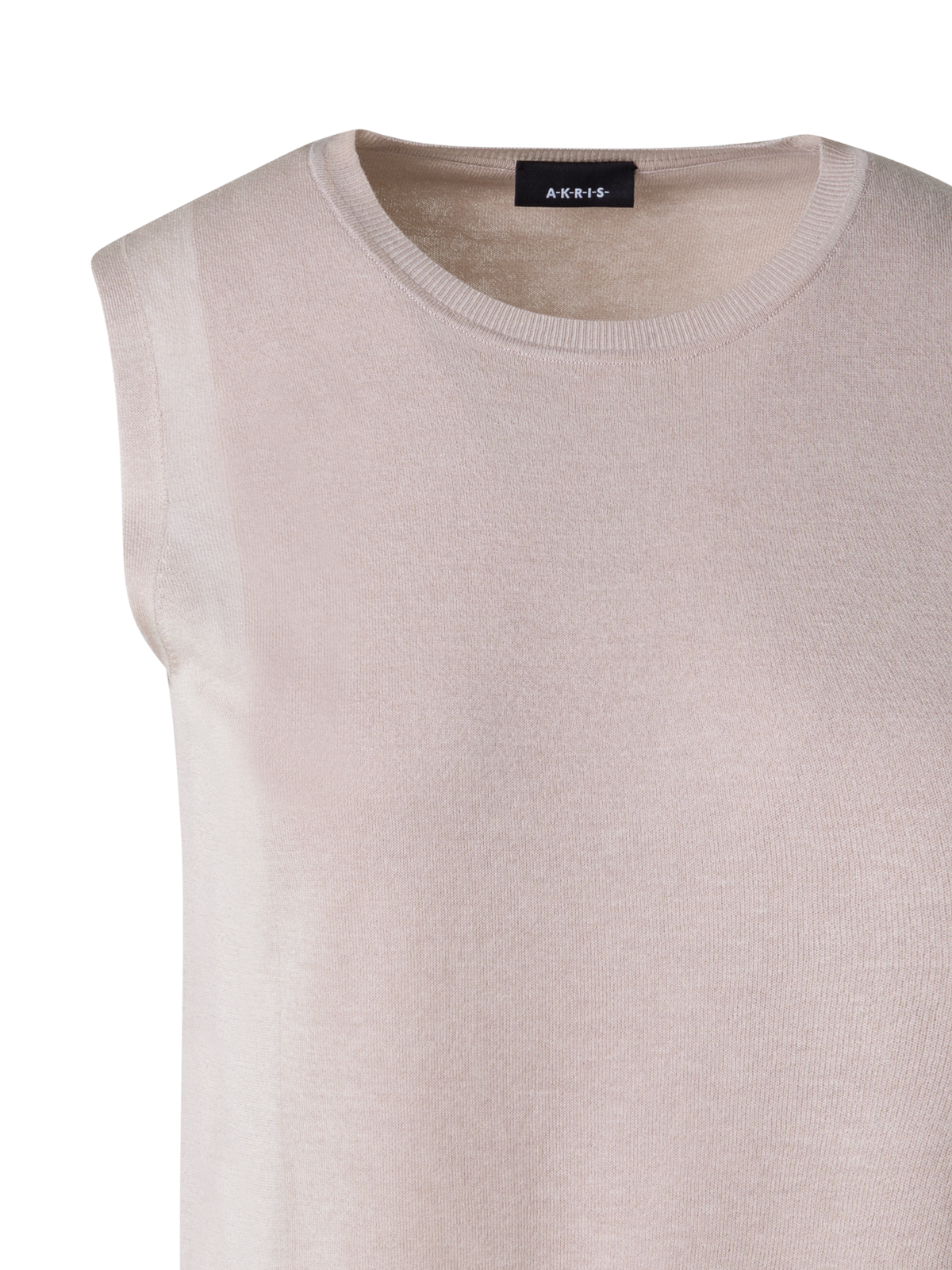 Designer Knit Top in Silk Cotton with Semi-Sheer Sides - grey - beige
