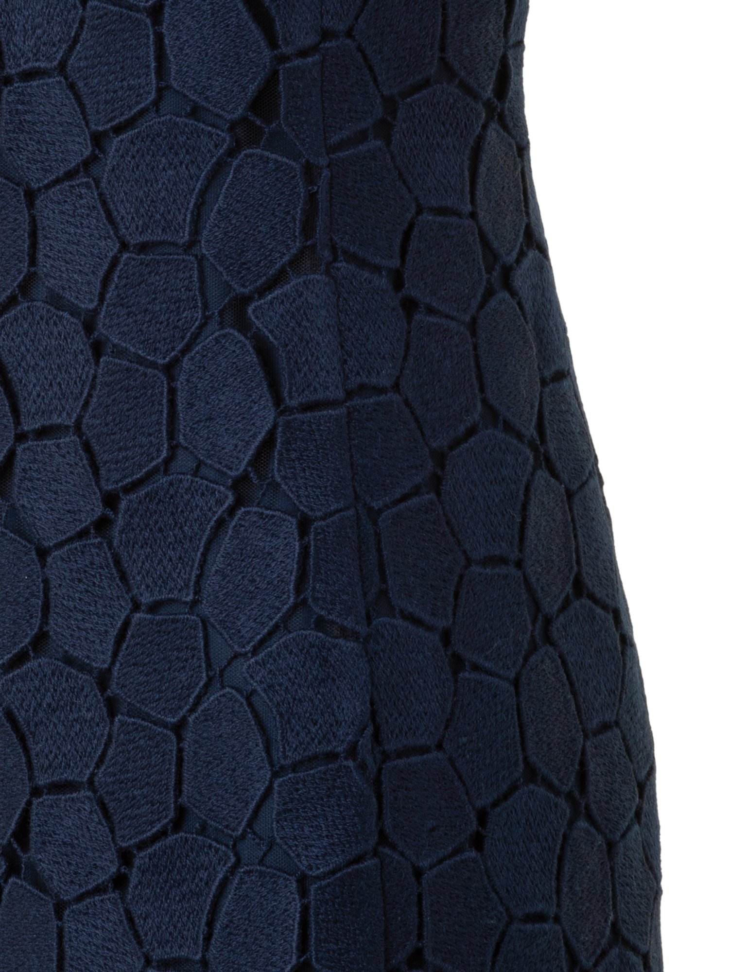 Designer Fringe Sheath Dress in Lapis Lazuli Embroidery - neutral - navy - blue