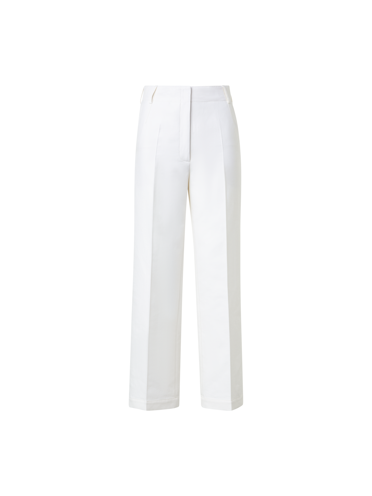 Designer Cropped Wide Cotton Twill Pants - neutral - ecru