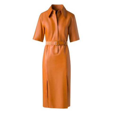 Kurzarm-Hemdkleid aus Leder