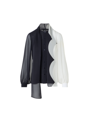 Designer Silk Blouse with Volume Sleeves - multicolor