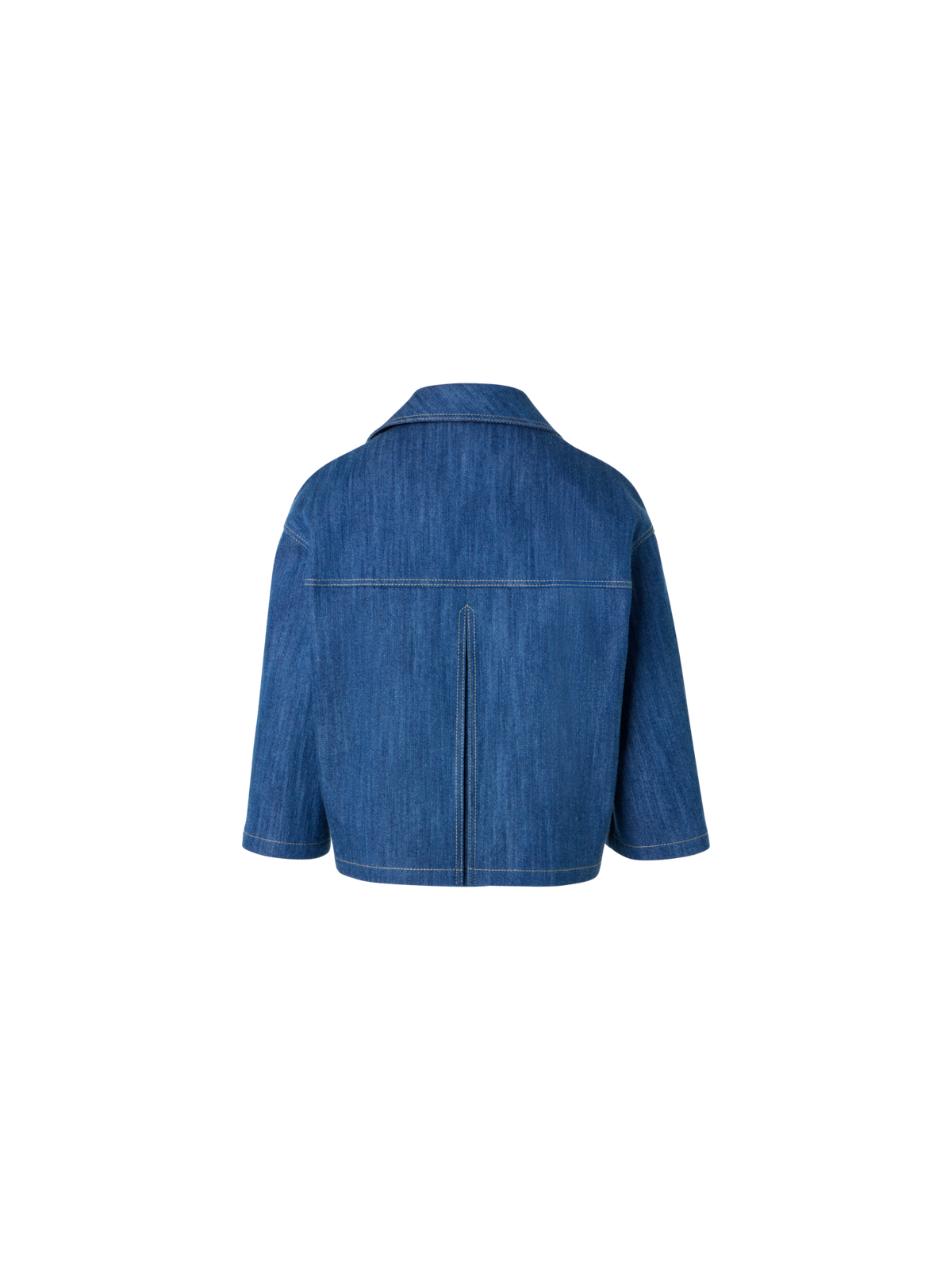 Designer Asymmetric Boxy Cropped Denim Jacket - blue